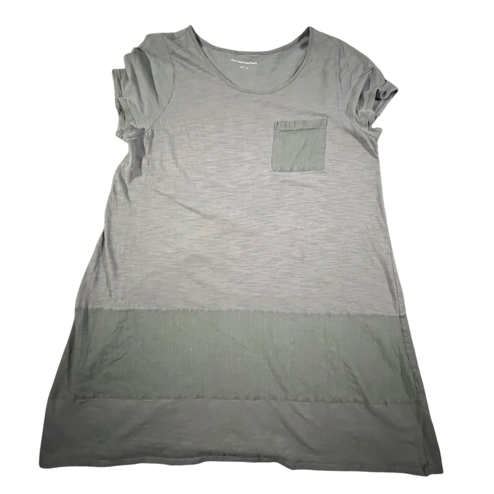 Soft Surroundings T-Shirt Winnie Dress Womens 1X Green Linen Blend Shift